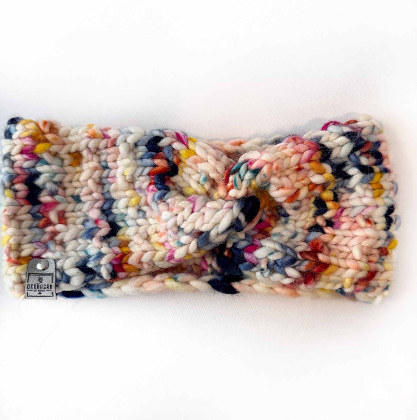 OOAK 100% Merino Wool hand knitted ear warmer/head band. Canadian Made with hand dyed yarn - Okanagan Dye Works