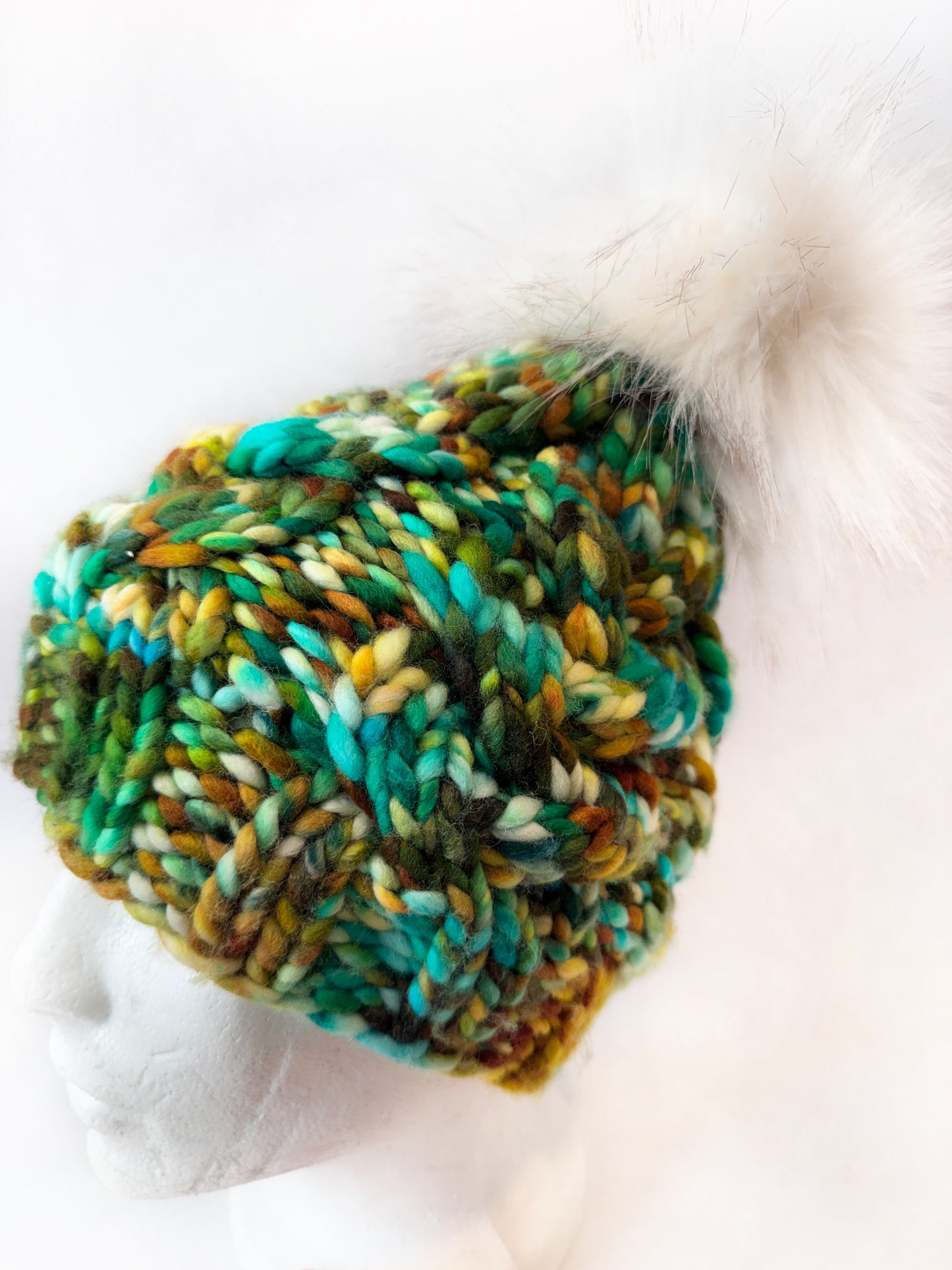 OOAK 100% Merino Wool hand knitted toque. Canadian Made beanie in hand dyed yarn - Okanagan Dye Works
