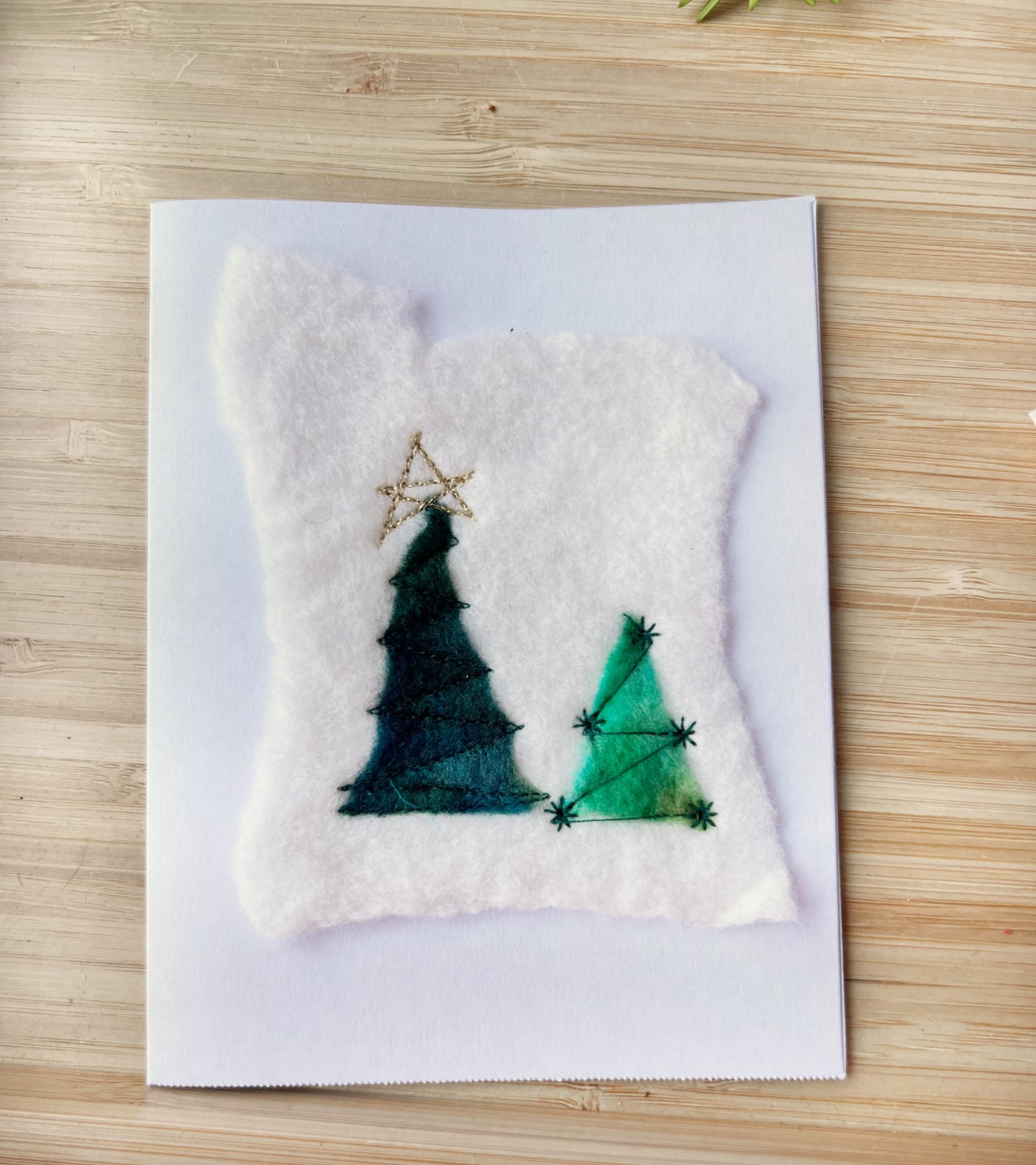 Wet Felted Christmas Tree card - Okanagan Dye Works