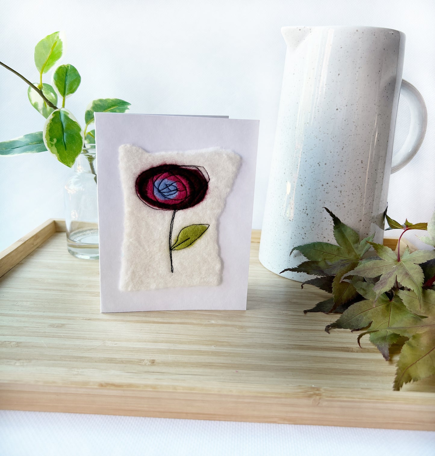 Wet Felted flower card - Okanagan Dye Works