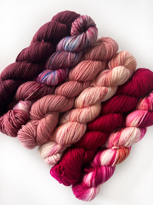 Peony Collection - Ruffled Sunset - Mini 6 Pack - 50 gram skeins - Okanagan Dye Works
