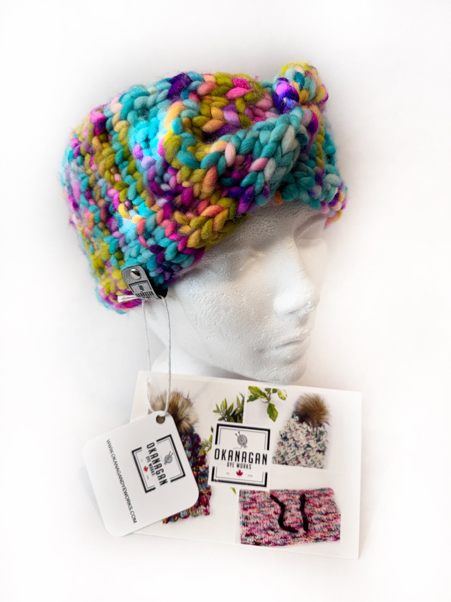 OOAK 100% Merino Wool hand knitted ear warmer/head band. Canadian Made with hand dyed yarn (Copy) - Okanagan Dye Works
