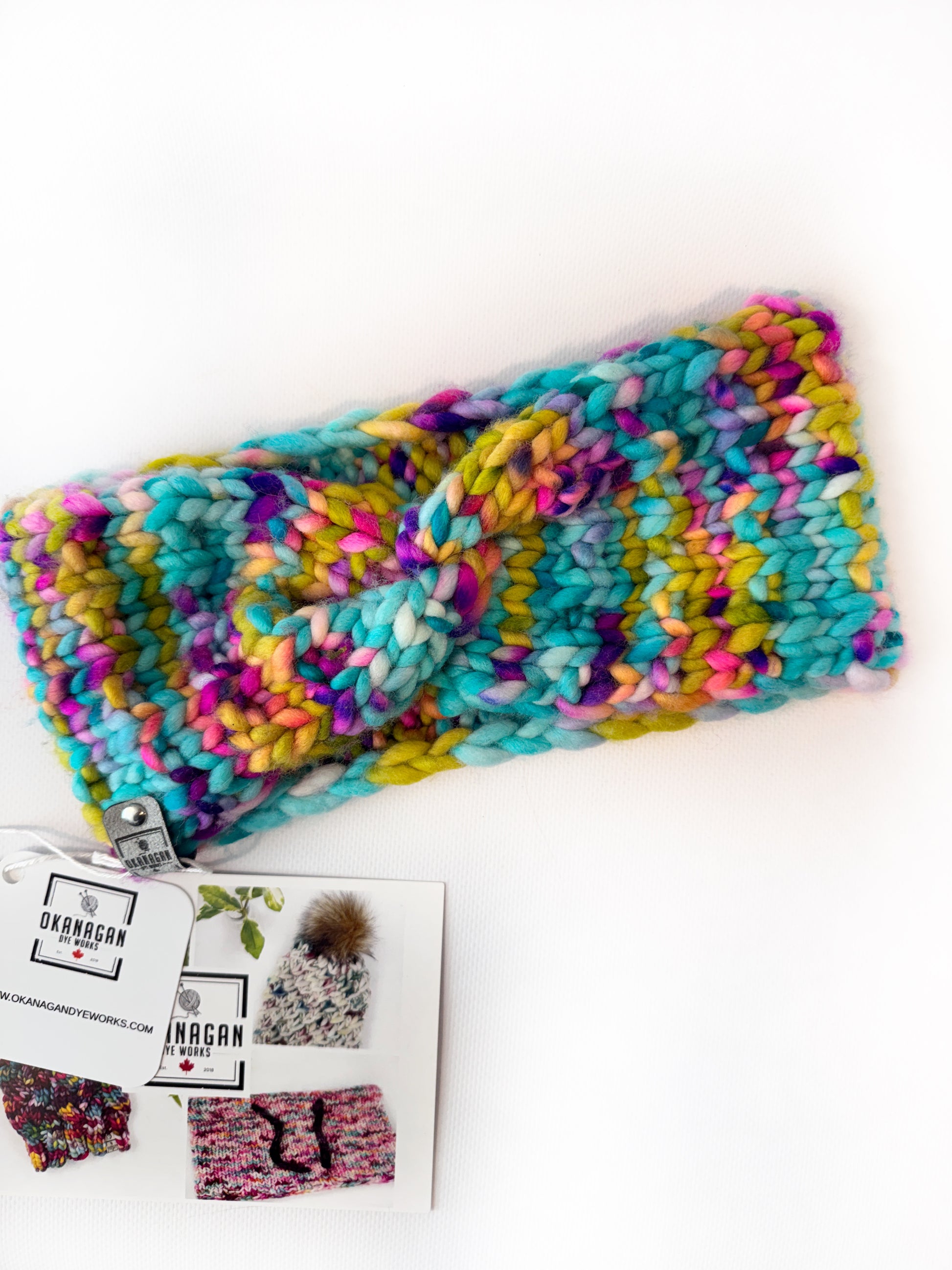 OOAK 100% Merino Wool hand knitted ear warmer/head band. Canadian Made with hand dyed yarn (Copy) - Okanagan Dye Works