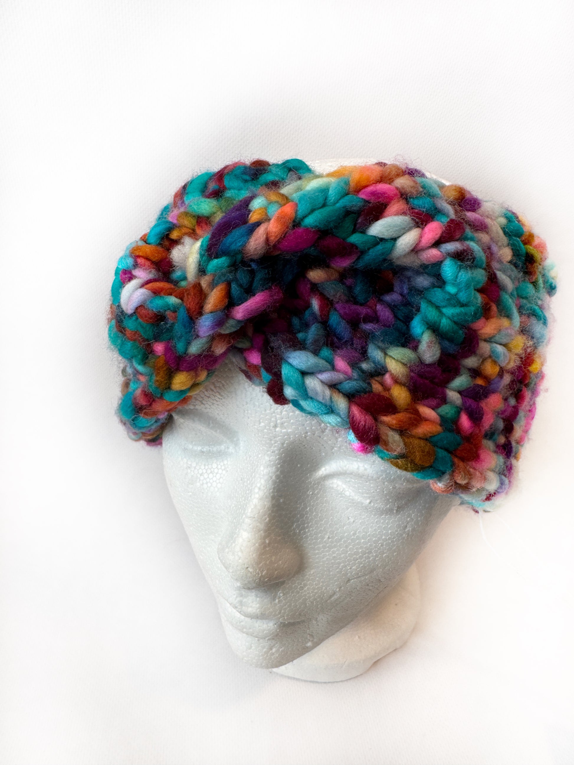 OOAK 100% Merino Wool hand knitted ear warmer/head band. Canadian Made with hand dyed yarn (Copy) (Copy) - Okanagan Dye Works