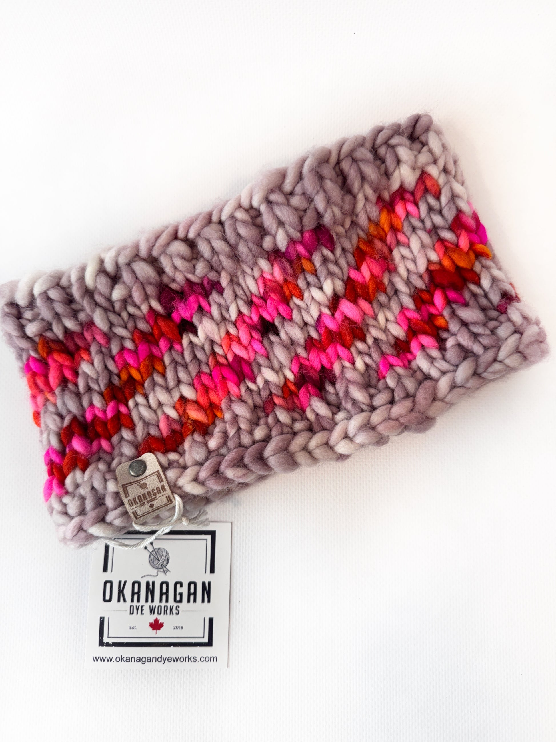 OOAK 100% Merino Wool hand knitted ear warmer/head band. Canadian Made with hand dyed yarn (Copy) (Copy) (Copy) - Okanagan Dye Works