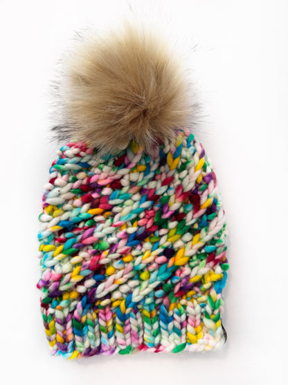 OOAK - 100% Merino Wool hand knitted toque/beanie. Canadian Made hand dyed yarn - Okanagan Dye Works