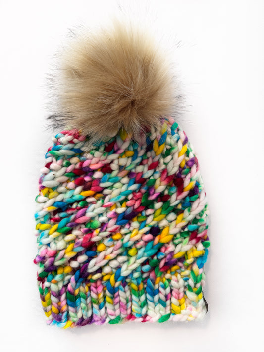 OOAK - 100% Merino Wool hand knitted toque/beanie. Canadian Made hand dyed yarn - Okanagan Dye Works