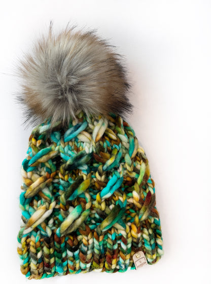 OOAK 100% Merino Wool hand knitted toque. Canadian Made beanie in hand dyed yarn - Okanagan Dye Works
