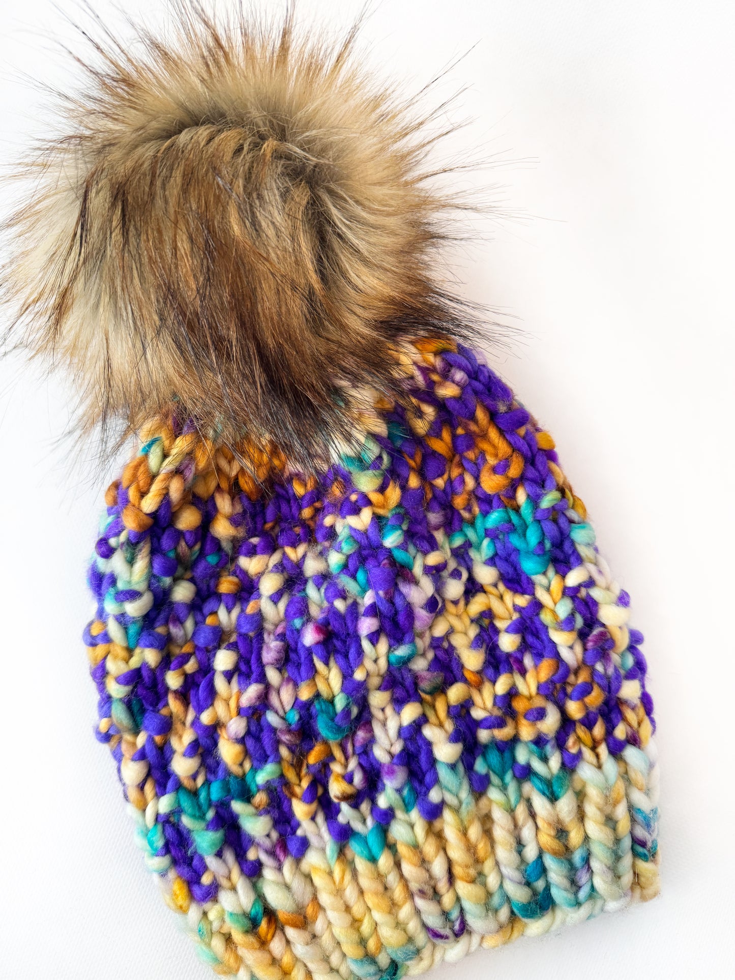 OOAK 100% Merino Wool hand knitted toque. Canadian Made beanie in hand dyed yarn - Okanagan Dye Works