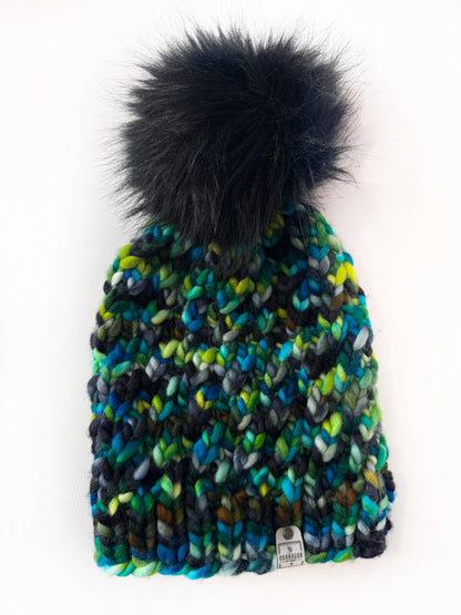 OOAK 100% Merino Wool hand knitted toque. Canadian Made beanie in hand dyed yarn - Okanagan Dye Works