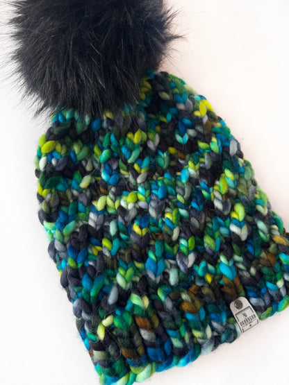 OOAK 100% Merino Wool hand knitted toque. Canadian Made beanie in hand dyed yarn - Okanagan Dye Works