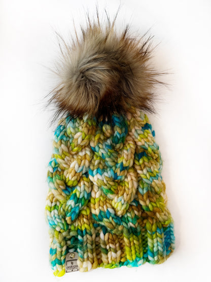 OOAK 100% Merino Wool hand knitted toque. Canadian Made beanie in hand dyed yarn - Okanagan Dye Works