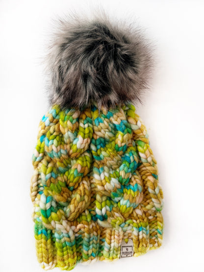 OOAK 100% Merino Wool hand knitted toque. Canadian Made beanie in hand dyed yarn - Okanagan Dye Works