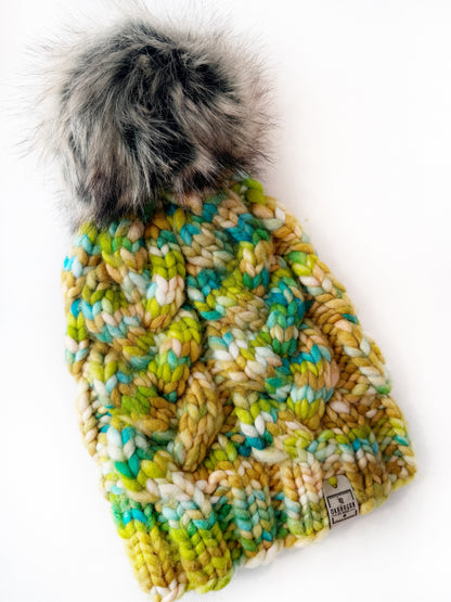 OOAK 100% Merino Wool hand knitted toque. Canadian Made beanie in hand dyed yarn - Okanagan Dye Works