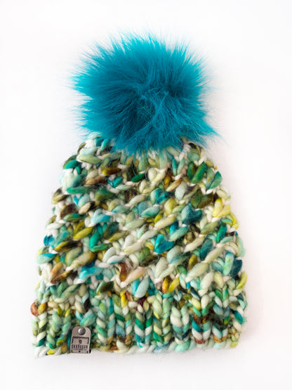 OOAK 100% Merino Wool hand knitted toque. Canadian Made beanie in hand dyed yarn - Okanagan Dye Works