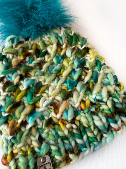 OOAK 100% Merino Wool hand knitted toque. Canadian Made beanie in hand dyed yarn - Okanagan Dye Works