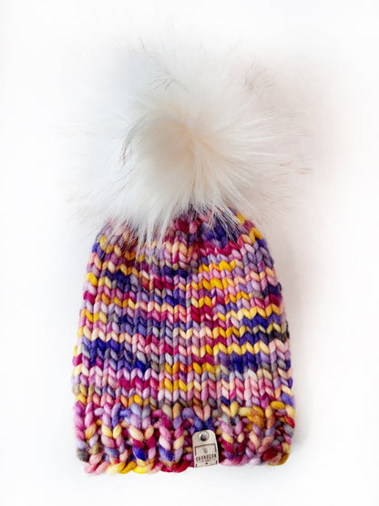 OOAK 100% Merino Wool hand knitted toque. Canadian Made beanie in hand dyed yarn - Okanagan Dye Works