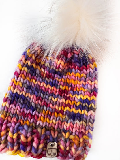 OOAK 100% Merino Wool hand knitted toque. Canadian Made beanie in hand dyed yarn - Okanagan Dye Works