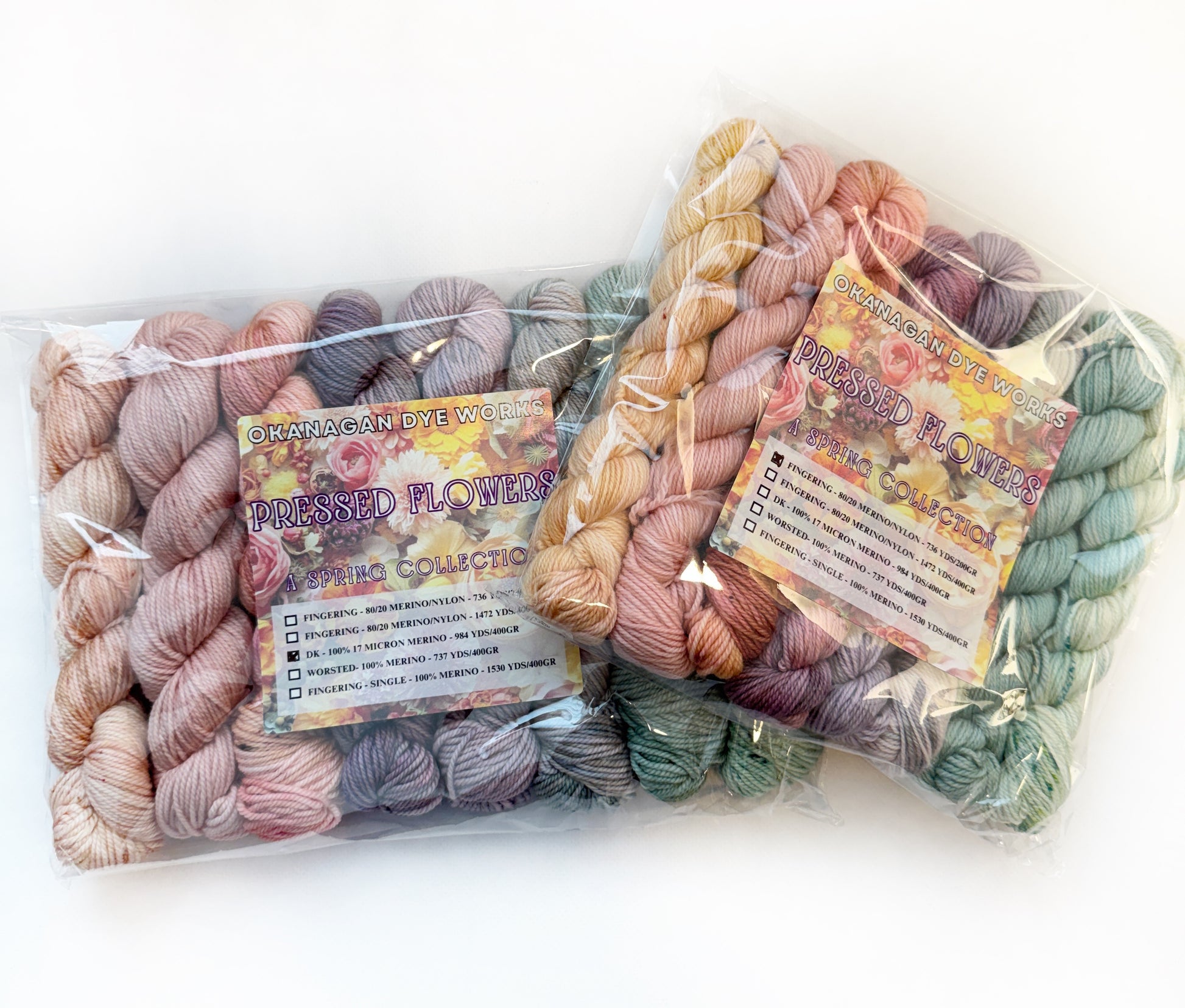 Pressed Flowers - Mini 50 gram skein 8 Pack - Fingering - Okanagan Dye Works