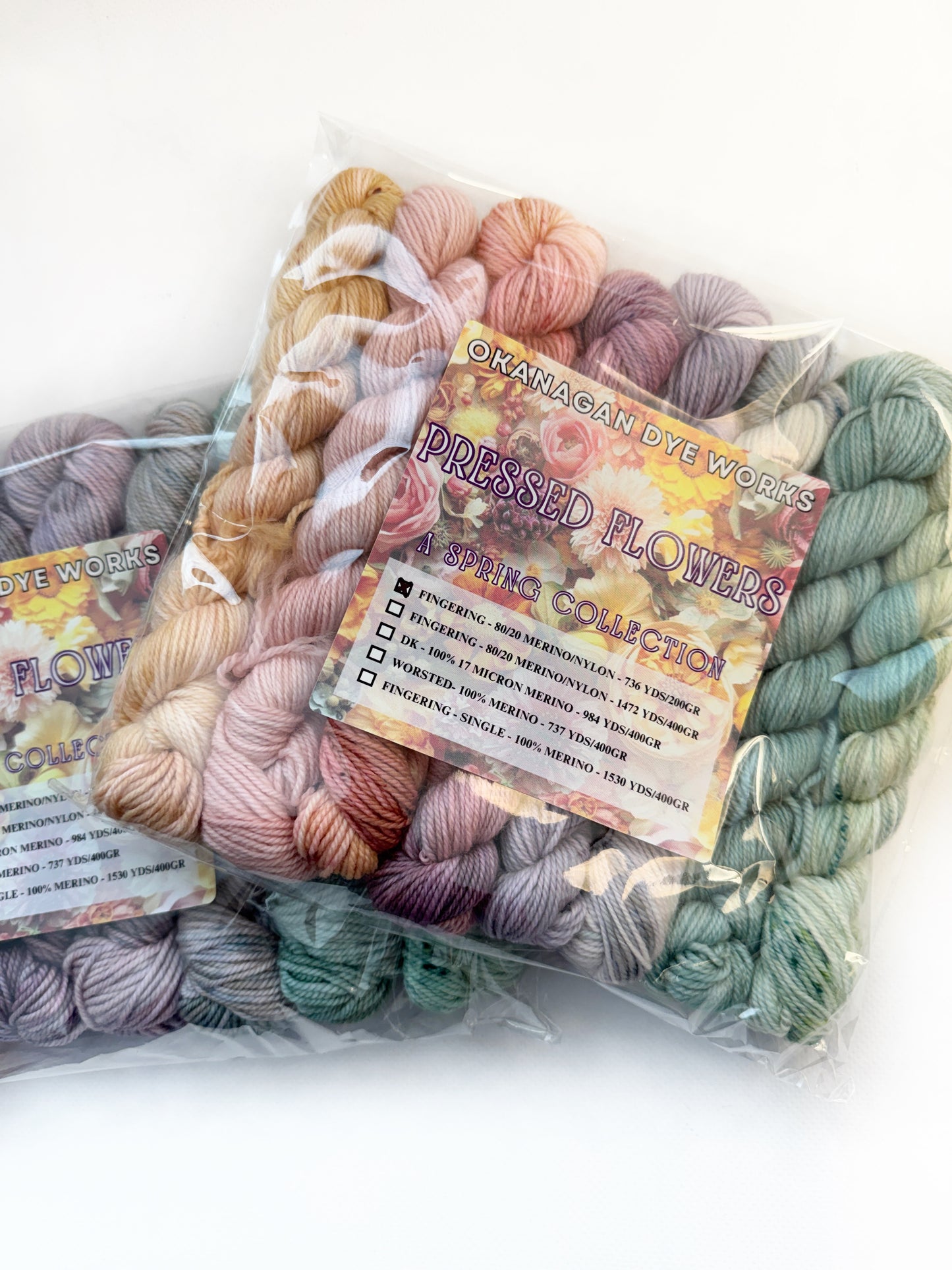 Pressed Flowers - Mini 50 gram skein 8 Pack - Fingering - Okanagan Dye Works