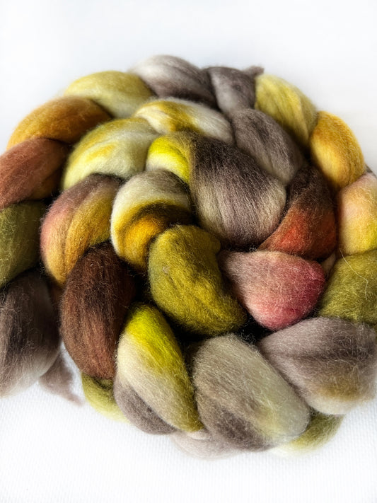Folk Art  - Hand Dyed - 22 micron Untreated 100% Merino Top - Okanagan Dye Works