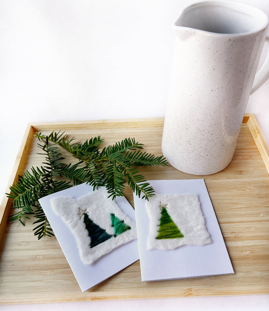 Wet Felted Christmas Tree card - Okanagan Dye Works