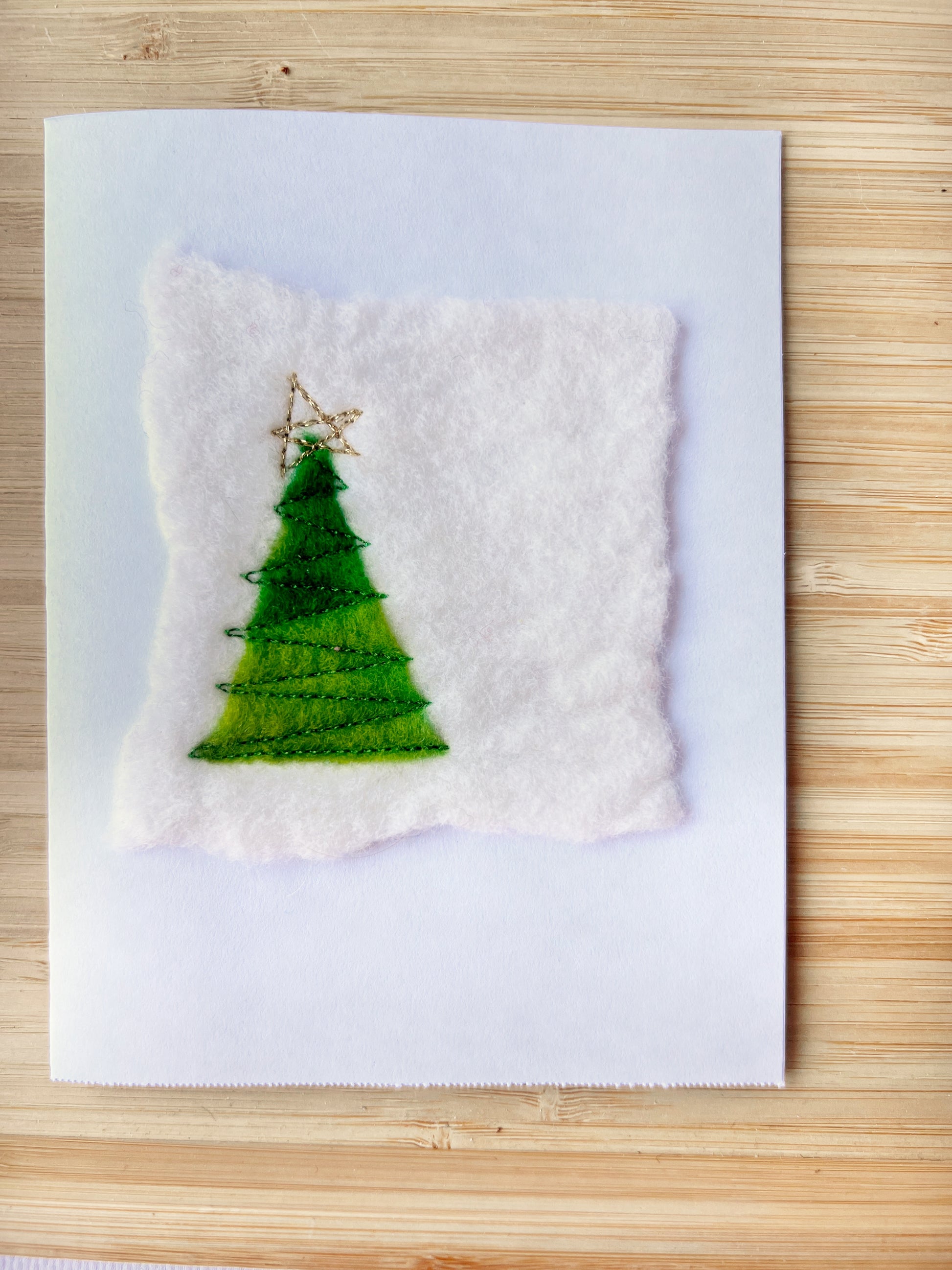 Wet Felted Christmas Tree card - Okanagan Dye Works
