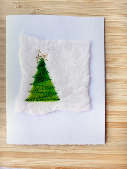 Wet Felted Christmas Tree card - Okanagan Dye Works