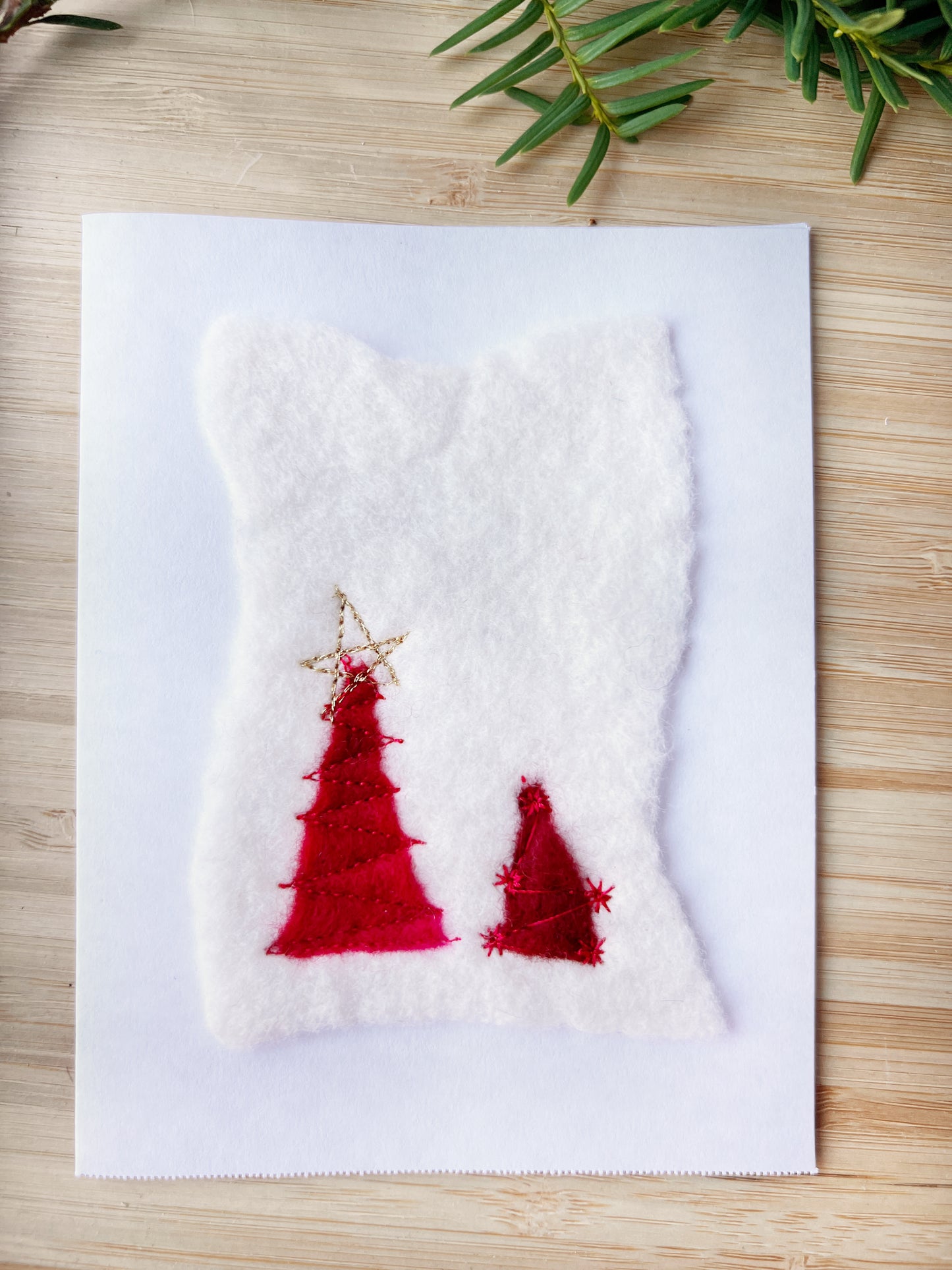 Wet Felted Christmas Tree card - Okanagan Dye Works