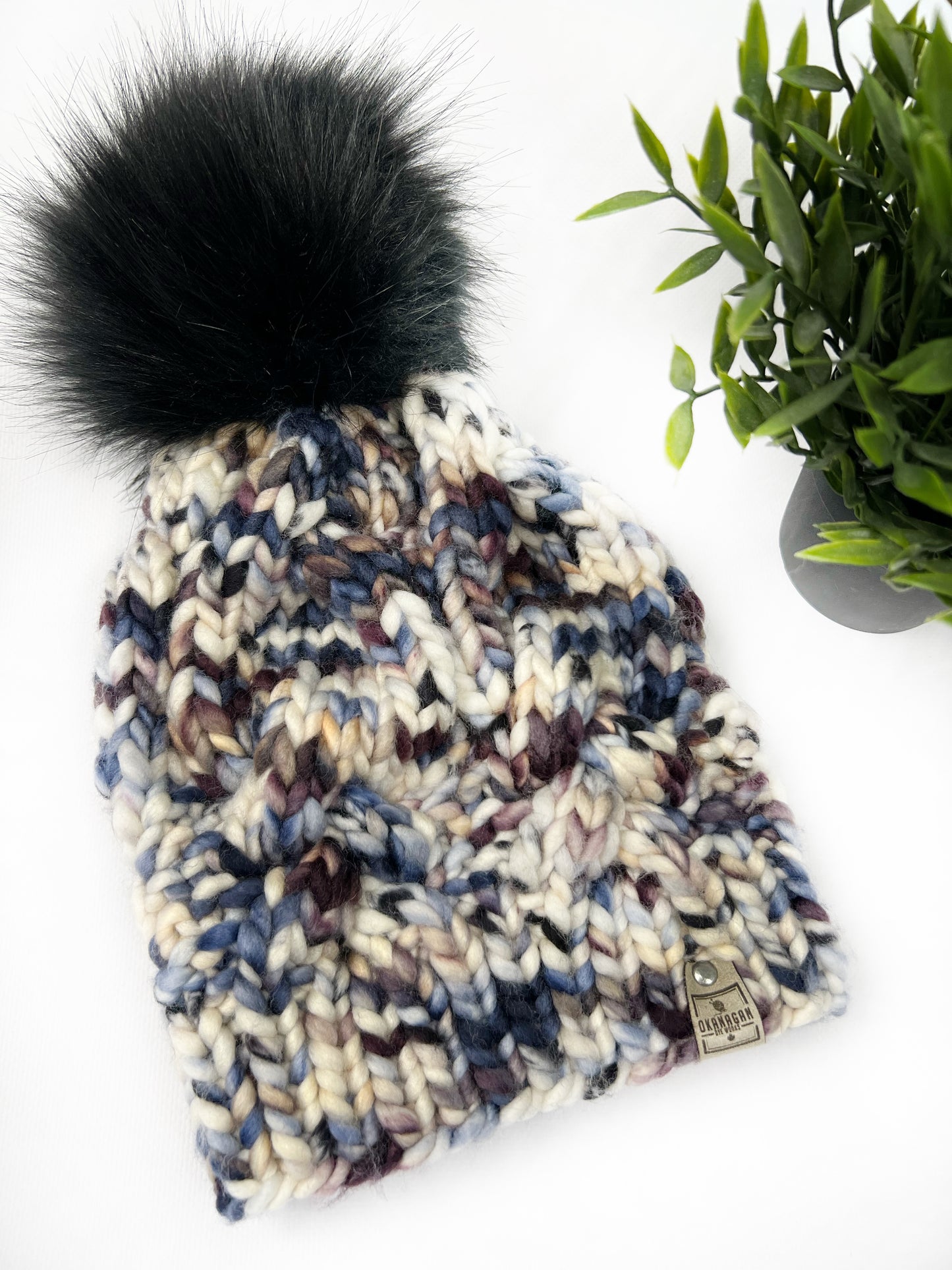 Beautifully soft 100% Merino Wool hand knitted toque. Canadian Made beanie in hand dyed yarn - Okanagan Dye Works