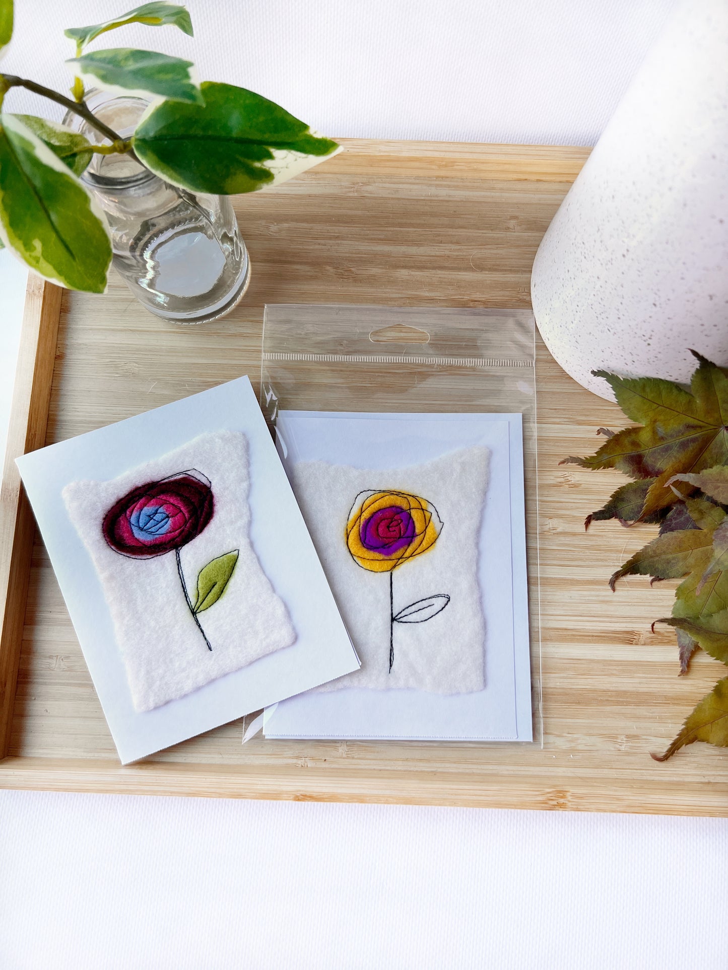 Wet Felted flower card - Okanagan Dye Works