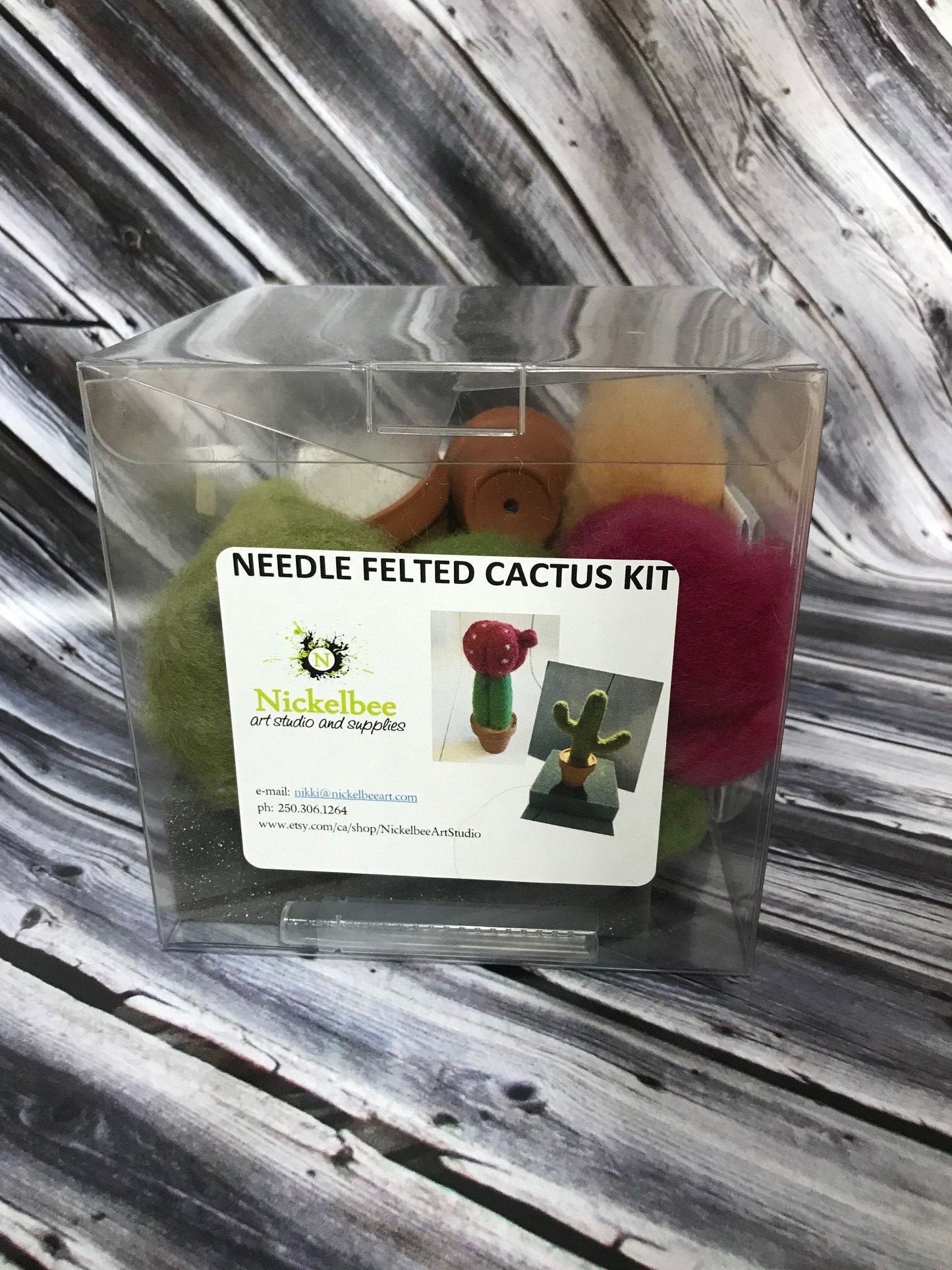 Needle Felted Cactus Kit - wool and instructions ONLY - Okanagan Dye Works