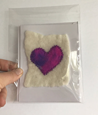 Wet Felted and stitched heart cards - Okanagan Dye Works