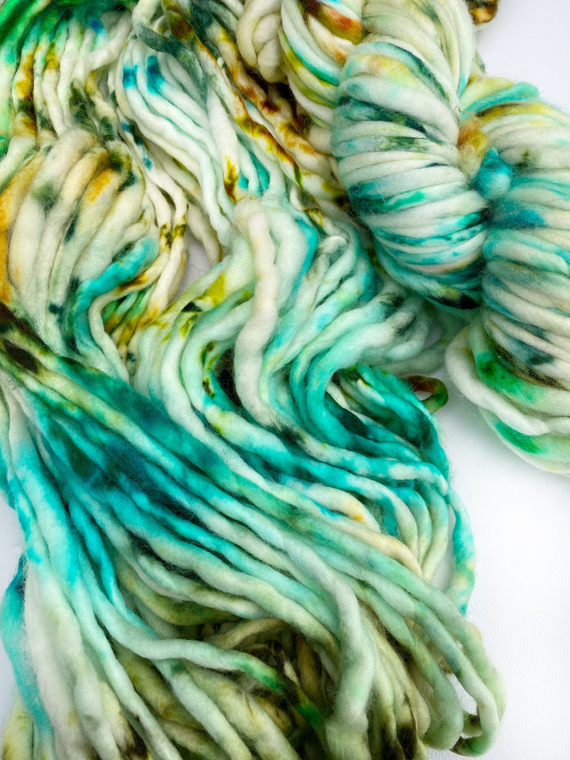 Chunky Yarn Core Spun Wool Yarn - Green Blue Neon 100 feet